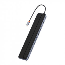 Hub 12w1 Baseus EliteJoy Gen2 seria USB-C pana la 2xHDMI+ 3xUSB 3.0+ PD+ DP+ SD/TF+ RJ45+Type-C+ 3.5mm (gri inchis)