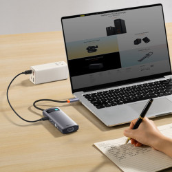 HUB 7 in 1 USB Type C Docking Station - 1 x HDMI / 1 x VGA / 3 x USB 3.2 Gen. 1/1 x Power Delivery / 1 x RJ-45 Ethernet Gray (WKWG040013) - Img 5