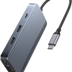 Hub Anker USB-C 8 in 1, USB-C Docking Station Triple Display, Transfer de date de 5Gbps, Gri