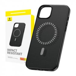 Husa magnetica pentru telefon pentru iPhone 15 Plus Seria Baseus Fauxther (neagra)