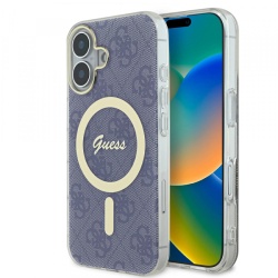 Husa MagSafe pentru Apple iPhone 16, Guess, IML 4G, Albastra