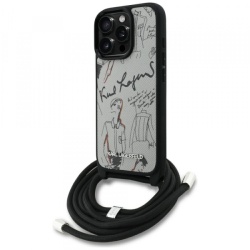 Husa MagSafe pentru Apple iPhone 16 Pro Max, Karl Lagerfeld, Saffiano Crossbody, Gri