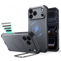 Husa MagSafe pentru Apple iPhone 18 Pro / 17 Pro, ESR, Cyber Armor Kickstand, Gri