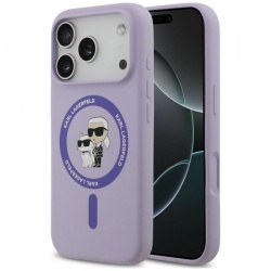 Husa MagSafe pentru Apple iPhone 18 Pro / 17 Pro, Karl Lagerfeld, Silicone Ring Karl & Choupette, Mov