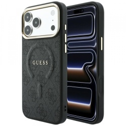 Husa MagSafe pentru Apple iPhone 18 Pro Max / 17 Pro Max, Guess, 4G Embossed Classic, Neagra