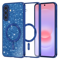 Husa MagSafe pentru Samsung Galaxy A37 5G, Techsuit, Luxury Glitter, Albastra Inchis