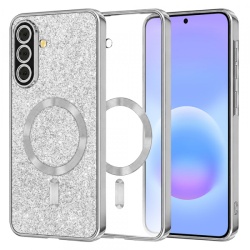 Husa MagSafe pentru Samsung Galaxy A57 5G, Techsuit, Luxury Glitter, Argintie