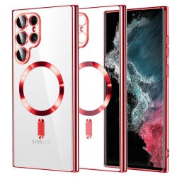 Husa MagSafe pentru Samsung Galaxy S22 Ultra 5G S908, Techsuit, Luxury Crystal, Rosie