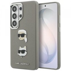 Husa pentru Samsung Galaxy S26 Ultra S948, Karl Lagerfeld, Saffiano Karl & Choupette's Head Pin, Gri