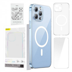 Husa pentru telefon Baseus Magnetic Crystal Clear pentru iPhone 13 Pro (transparenta) cu protectie pentru ecran din sticla calita si kit de curatare