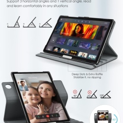 Husă Rotativă TiMOVO pentru Samsung Galaxy Tab A11+ / A11 Plus 11" (2025), Suport Pivotant 90° Orizontal / Vertical, Funcție Auto Sleep/Wake, Bandă Elastică, Piele Ecologică, Negru - Img 7