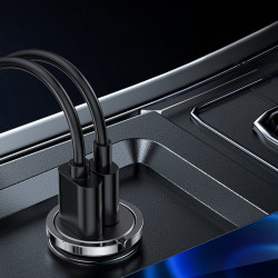 Incarcator auto Joyroom mini dual port USB Type C / USB 45 W 5 A Power Delivery Quick Charge 3.0 AFC SCP blue (C-A35) - Img 4