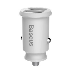 Incarcator mini Baseus Grain Car Charger 2x USB 3.1A alb (CCALL-ML02)