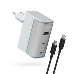 Incarcator Retea cu Cablu USB-C Cuktech, 100W, 5A, 1 x USB-A - 2 x USB-C, Alb CKAD1003EUGW
