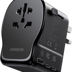 Incarcator retea Ugreen Travel Adapter,GaN 65W, 2x USB-C, 1x USB-A, 3-Pin US/UK/EU/AUS/CN, Negru