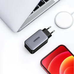 Incarcator Ugreen GaN 2x USB tip C / 1x USB 65W Power Delivery gri (10335) - Img 3