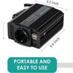 Invertor Auto 12V la 220V 300W OVERMUST, Priză AC 220V, 2 Porturi USB 2.1A, Ventilator Inteligent Silențios, Încărcare Simultană 3 Dispozitive, Protecție la Supratensiune și Scurtcircuit - Img 6