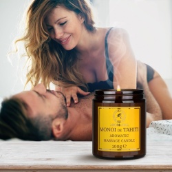 Lumânare pentru Masaj Cald Monoi de Tahiti 100 g, din Ceară Naturală de Soia, Ulei de Cocos și Oleorășină de Vanilie, Ulei Hidratant de Corp, Aromaterapie și Relaxare - Img 4