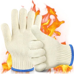Mănuși Termorezistente de Bucătărie și Grătar AUAUY (1 Pereche), Bumbac Tricotat Dublu Strat, Rezistență până la 250°C, Design Ergonomic cu 5 Degete Ambidextru, Lungime 26 cm, pentru Cuptor, Tăvi Incinse, Fontă și BBQ