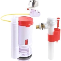 Mecanism Complet Universal Tomatherm pentru Toaletă, Cu Cablu pentru Dublă Tragere și Robinet de Alimentare Lateral, Conector din Aramă M12/17 (3/8 Inch)