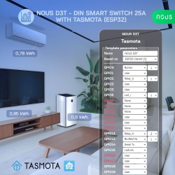 Nous D3T DIN-rail compatible Wi-Fi relay module with Tasmota firmware, Matter compatible, 25A - Img 4