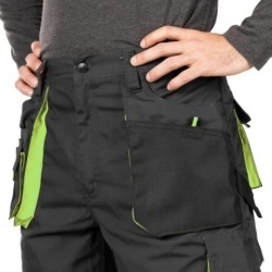 Pantaloni scurți de lucru MAZALAT Workwear, buzunare multiple multifuncționale, material rezistent la uzură, Gri / Verde, mărimea XL