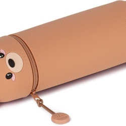 Penar Școlar Kawaii 2-în-1 din Silicon Moale Legami, Model Ursuleț (Teddy), Suport Retractabil de Birou, Închidere cu Fermoar, Înălțime 18.5 cm - Img 4