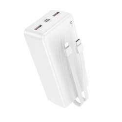 POWER BANK Borofone "BJ57B", 30000mAh, 22.5W, 2 x USB; 1 x cablu USB Type-C, 1 x cablu Iphone Lightning, alb, "6941991116476" (timbru verde 0.98 lei)