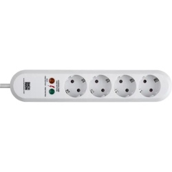 PRELUNGITOR Bachmann, Schuko x 4, conectare prin Schuko (T), cablu 1.5 m, protectie supratensiune, alb, "B381.2212K" (timbru verde 0.18 lei)