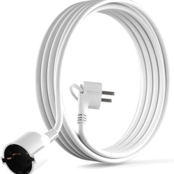 Prelungitor Electric Schuko MutecPower 3 m, Ștecher Extra-Plat Înclinat la 90°, Contact de Protecție cu Împământare, 16A 250V 3500W, H05VV-F 3G1.5, Alb