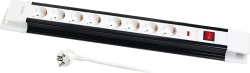PRELUNGITOR LOGILINK, Schuko x 8, conectare prin Schuko (T), cablu 3 m, 16 A, protectie copii, alb/ negru, "LPS207" (timbru verde 0.18 lei)