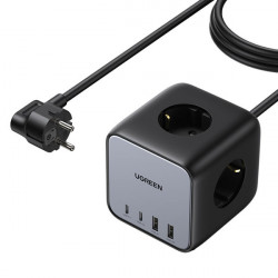 Priza Ugreen Cube 65W USB / USB C + 3x priza AC neagra (CD268)