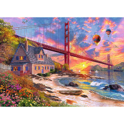 PUZZLE TREFL DIN LEMN 1000 PIESE APUS LA GOLDEN GATE - Img 2