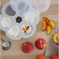 Recipient Multi-Porții din Silicon cu Capac BÉABA Maxi Porțiuni 6 x 90 ml, Formă pentru Congelare și Păstrare Hrană Bebeluși, Rezistență Termică la Cuptor și Microunde (-55°C la +210°C) - Img 3
