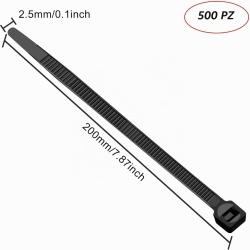 Set 110 Coliere / Bride de Strângere din Plastic Negru, 200 mm x 2.5 mm, Nailon Rezistent pentru Organizare Cabluri și Grădinărit - Img 8
