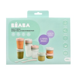 Set 12 recipiente hrana Beaba Eucalyptus 2x90 ml, 4x150 ml, 6x250 ml, Gri/Roz - Img 3