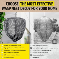 Set 2 Capcane Tip Cuib Fals de Viespi Waspinator, Momeală Ecologică pentru Îndepărtarea Viespilor Fără Substanțe Chimice sau Toxine, Rezistente la Intemperii, pentru Grădină, Foișor, Terasă, Balcon și Camping - Img 3