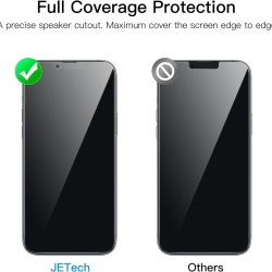 Set 2 Folii de Protecție din Sticlă Securizată cu Confidențialitate (Privacy) JETech pentru iPhone 13 Pro Max, Acoperire Totală, Anti-Spy - Img 5
