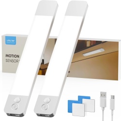 Set 2 Lămpi LED cu Senzor de Mișcare, 20 cm, 4000K, 5 Trepte Luminozitate, Magnetice, USB-C