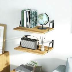 Set 2 Rafturi de Perete Extra Adânci (42 x 30 cm) Typec Home din Lemn și Oțel, Stil Vintage Carbonizat, Capacitate de Încărcare 18 kg, Etajere Suspendate pentru Organizare și Decor - Img 6