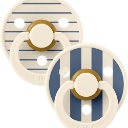 Set 2 Suzete BIBS Colour Studio, 0–6 Luni, Cauciuc Natural, Ivory/Steel Blue, Fabricate în Danemarca