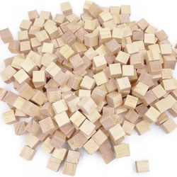 Set 200 cuburi din lemn natural netratat, 1 x 1 x 1 cm, blocuri mici pătrate din lemn masiv pentru bricolaj, craft, decorațiuni DIY și activități educative