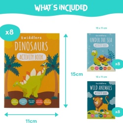 Set 24 Mini Cărți de Colorat și Activități The Twiddlers pentru Copii (Animale, Dinozauri, Safari), Jucării Educaționale, Labirinturi și Puzzle-uri, Cadouri Ideale pentru Petreceri și Pungi de Petrecere (Vârsta 4-8 Ani) - Img 7