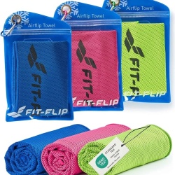 Set 3 prosoape răcoritoare instant Airflip Ice din microfibră, 100 x 30 cm, efect de răcire prin evaporare pentru gât și cap, ideale pentru drumeții, alergare, tenis și fitness