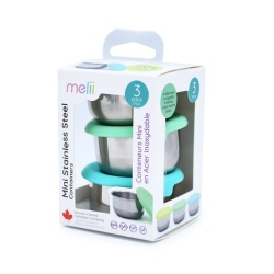 SET 3 RECIPIENTE MINI INOX CU CAPAC SILICON, MELII, BLEU MINT LIME - Img 3