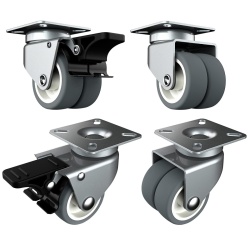 Set 4 Roți Pivotante pentru Mobilier HOLKIE Heavy Duty 50mm, Cu Frână, Capacitate Totală 400 kg (2 cu Frână și 2 fără)