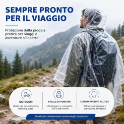 Set 6 Pelerine de Ploaie de Unică Folosință Typec, Pelerine Transparente Impermeabile cu Glugă, Mărime Universală Unisex, pentru Pescuit, Festivaluri, Camping, Drumeții și Ciclism - Img 4