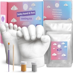 Set Amprenta 3D din Ghips pentru Mâna și Piciorul Bebelușului, Kit DIY pentru Amintiri, Cadou Ideal pentru Naștere sau Botez, Non-Toxic