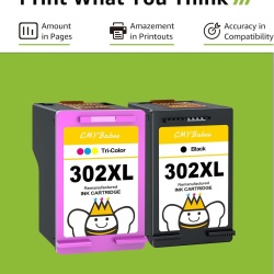 Set Cartușe de Cerneală Compatibile HP 302XL Negru și Color (Multipack), Capacitate Mare XL, Randament Până la 480 Pagini Negru și 330 Pagini Color, Cip Inteligent, pentru HP DeskJet, Envy și OfficeJet - Img 2