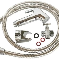 Set Complet Duș Igienic pentru WC, ABS Gri, Robinet 3 Căi, Furtun 1.2 m, Suport Inclus